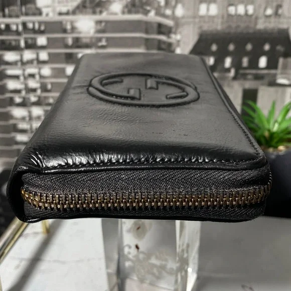 Authentic GUCCI SOHO Interlocking G Patent Leather Zippy Wallet - Picture 16 of 17